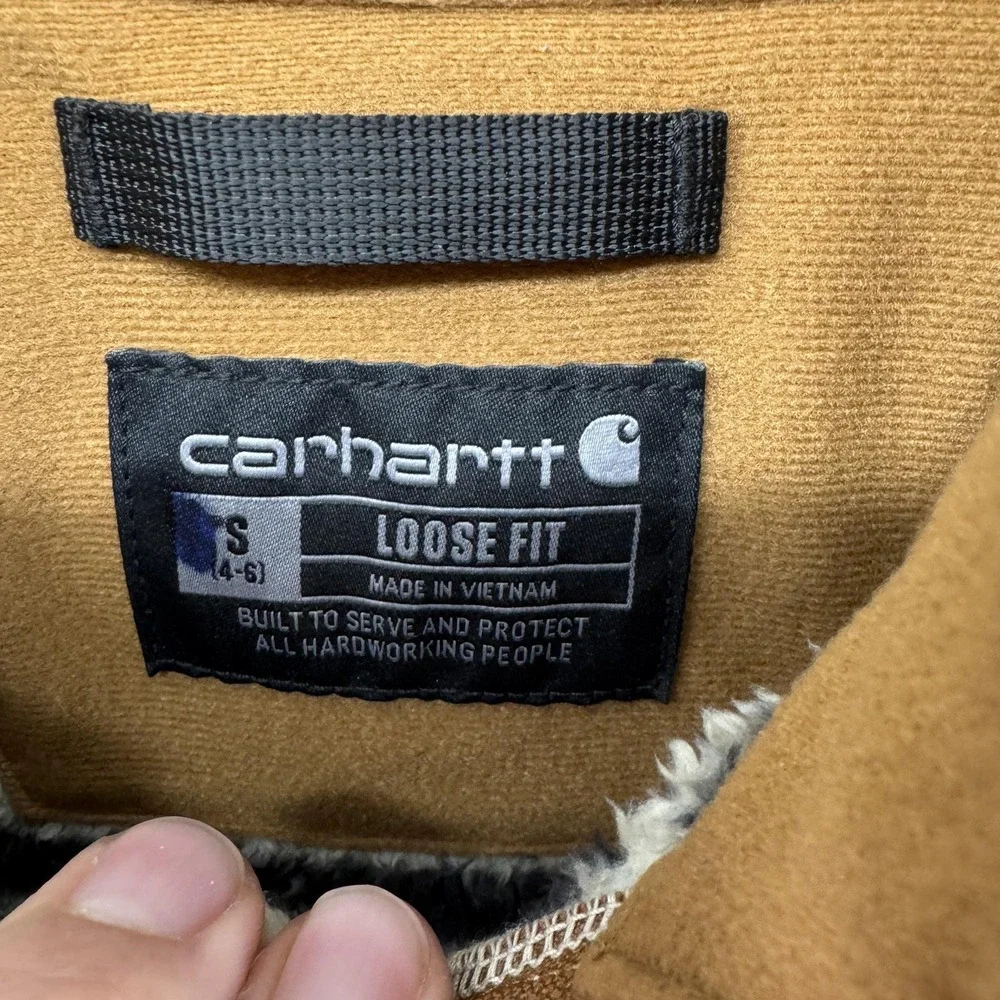 Carhartt Jacket Womens Small White Sherpa Fleece 1/2 Zip Fair Isle Pullover - Picture 2 of 11